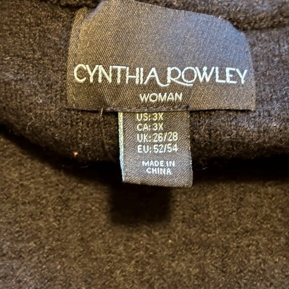 CYNTHIA ROWLEY BLACK COLOR (100% Wool) Coat with Snaps - 3x - Picture 3 of 16
